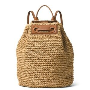 Michael Kors Krissy Straw Large Backpack NWT
